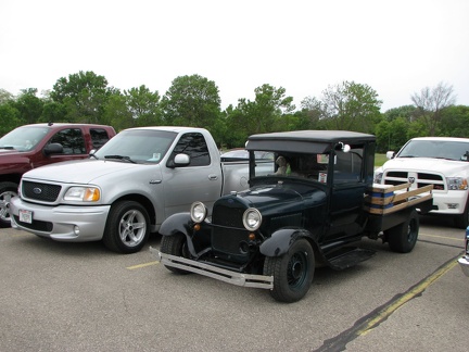 Old and new Ford trucks